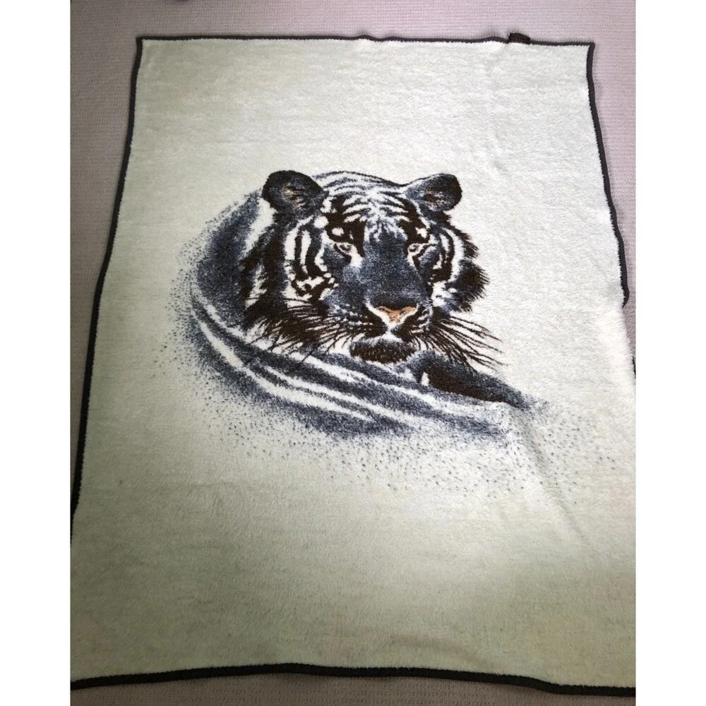 Biederlack Tiger Head Throw Blanket Reversible 58x75